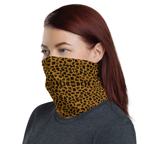 Brown Cheetah Face Mask Shield, Animal Print Luxury Premium Quality Cool And Cute One-Size Reusable Washable Scarf Headband Bandana - Made in USA/EU, Face Neck Warmers, Non-Medical Breathable Face Covers, Neck Gaiters  