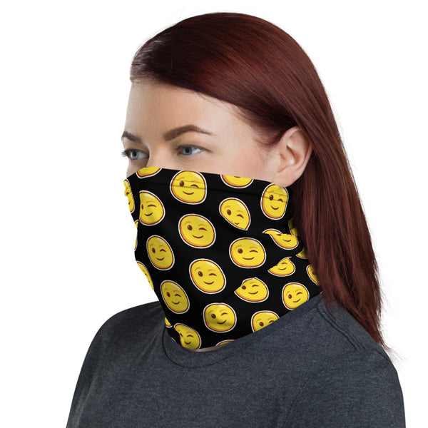 Smiley Face Funny Face Mask, Unisex Washable Reusable Neck Gaiter-Heidi Kimura Art LLC-Heidi Kimura Art LLC