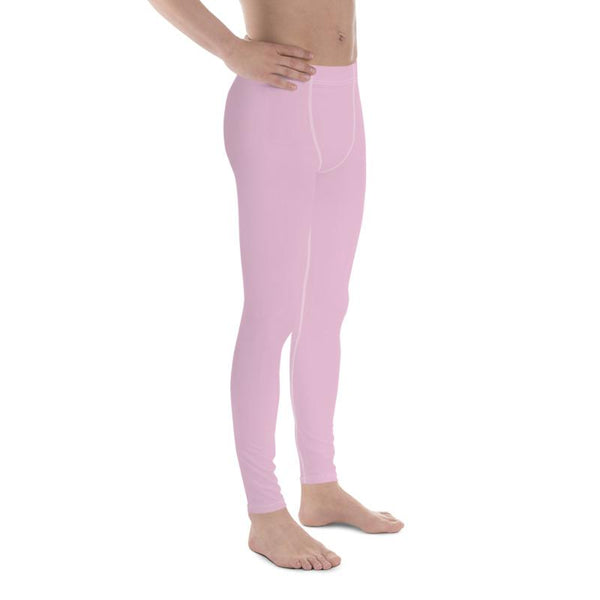 Light Ballet Pink Solid Color Print Premium Men's Leggings Meggings- Made in USA/EU-Men's Leggings-Heidi Kimura Art LLC