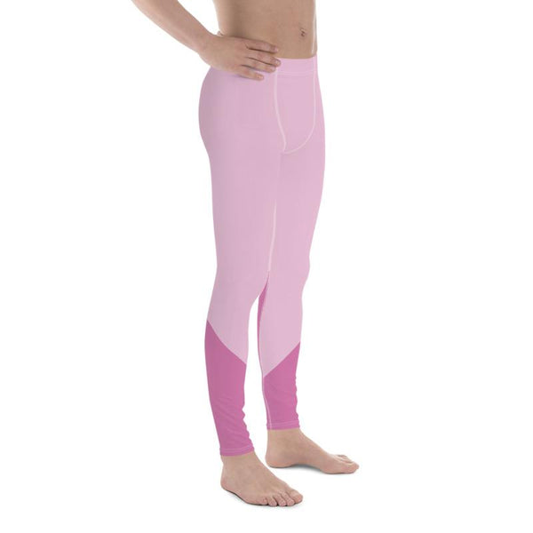 Pink Shade Duo Colors Designer Men's Leggings Meggings Tights Pants-Made in USA/EU-Men's Leggings-Heidi Kimura Art LLC