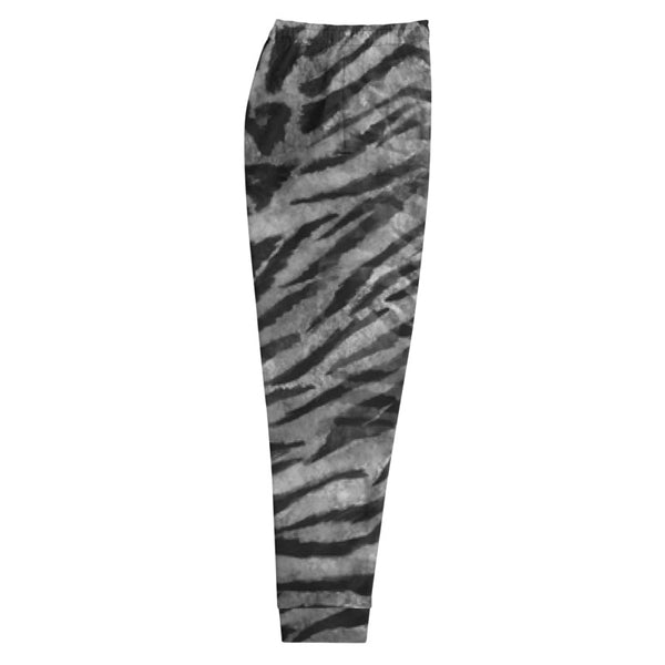 Gray Tiger Stripe Animal Print Premium Quality Men's Joggers- Made in EU-Men's Joggers-Heidi Kimura Art LLC