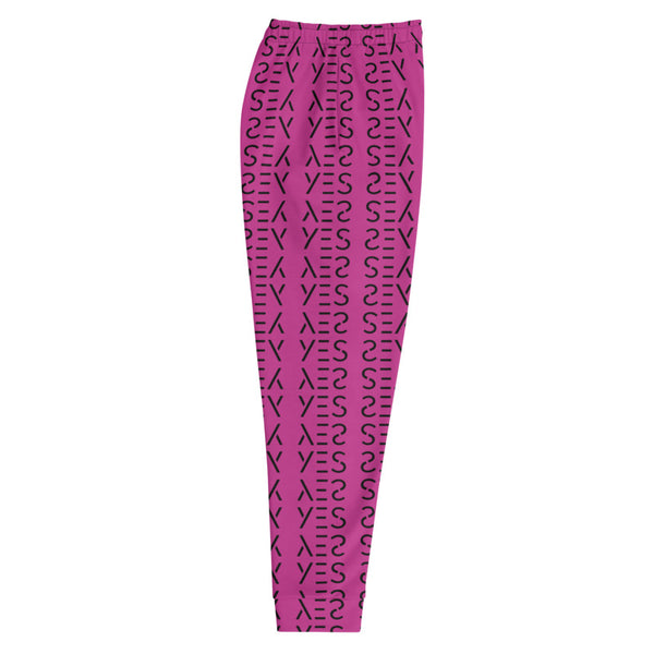 Hot Pink Yes Graphic Print Premium Men's Joggers Casual Sweatpants- Made in EU-Men's Joggers-Heidi Kimura Art LLC