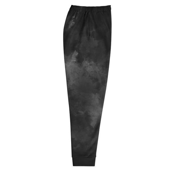 Black Abstract Men's Joggers, Clouds Print Premium Best Men's Sweatpants- Made in EU-Men's Joggers-Heidi Kimura Art LLC