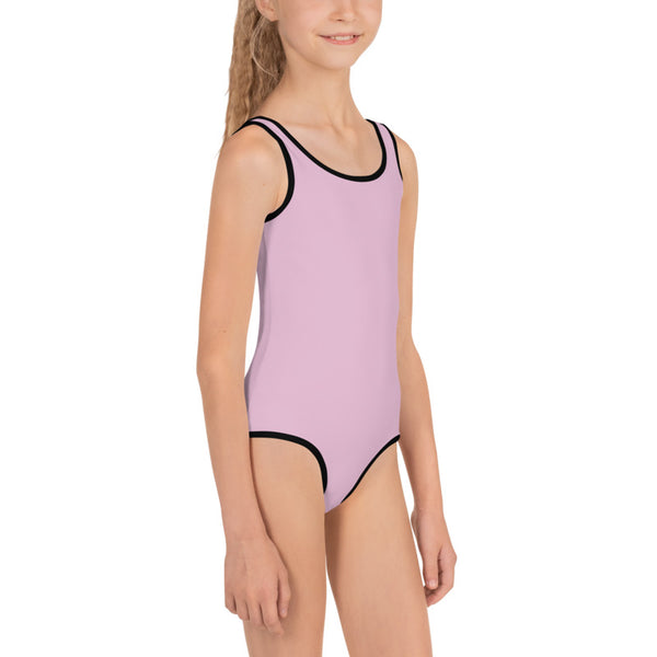 Baby Pink Girl's Swimwear, Modern Simple Solid Color Print Girl's Kids Luxury Premium Modern Fashion Swimsuit Swimwear Bathing Suit Children Sportswear- Made in USA/EU (US Size: 2T-7)