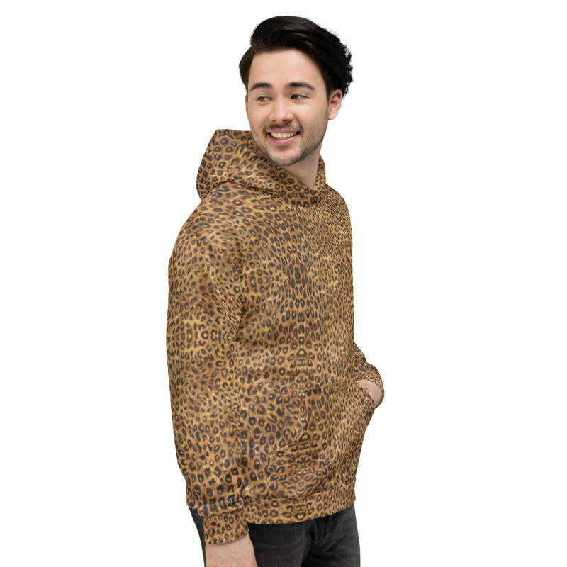 Leopard Print Men's Hoodie, Unisex Cotton Premium Designer Soft ...