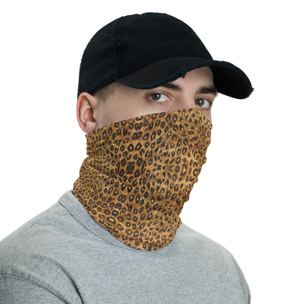 Leopard Print Mask Bandana, Animal Print Face Mask Shield, Luxury Premium Quality Cool And Cute One-Size Reusable Washable Outdoor Anti-Dust Scarf Headband Bandana - Made in USA/EU, Face Neck Warmers, Non-Medical Breathable Face Covers, Neck Gaiters, Face Mouth Cloth Coverings  