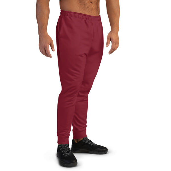 Crimson Red Premium Men's Joggers, Classic Solid Color Sweatpants For Men, Modern Slim-Fit Designer Ultra Soft & Comfortable Men's Joggers, Men's Jogger Pants-Made in EU/MX (US Size: XS-3XL)