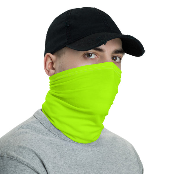 Neon Green Face Mask Shield, Luxury Premium Quality Cool And Cute One-Size Reusable Washable Scarf Headband Bandana - Made in USA/EU  