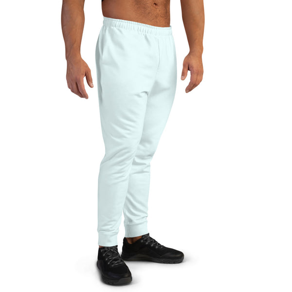 Light Blue Designer Men's Joggers, Best Pale Blue Solid Color Sweatpants For Men, Modern Slim-Fit Designer Ultra Soft & Comfortable Men's Joggers, Men's Jogger Pants-Made in EU/MX (US Size: XS-3XL)