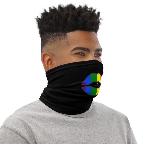 Funny Lips Neck Gaiter, Gay Pride Parade Neck Gaiter, Black Face Mask Shield, Luxury Premium Quality Cool And Cute One-Size Reusable Washable Scarf Headband Bandana - Made in USA/EU, Face Neck Warmers, Non-Medical Breathable Face Covers, Neck Gaiters  