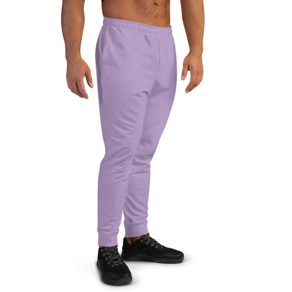Light Purple Men's Joggers, Designer Solid Pastel Purple Color Sweatpants For Men, Modern Slim-Fit Designer Ultra Soft & Comfortable Men's Joggers, Men's Jogger Pants-Made in EU/MX (US Size: XS-3XL)