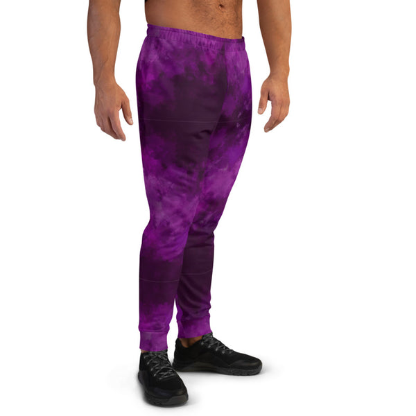 Purple Abstract Men's Joggers, Best Purple Premium Quality Sweatpants For Men, Modern Slim-Fit Designer Ultra Soft & Comfortable Men's Joggers, Men's Jogger Pants-Made in EU/MX (US Size: XS-3XL)