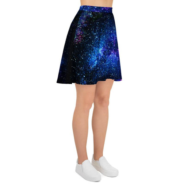 Purple Galaxy Cosmos Space Print Women's Skater Skirt- Made in USA/EU (US Size: XS-3XL)-Skater Skirt-Heidi Kimura Art LLC Purple Galaxy Skater Skirt, Purple Galaxy Cosmos Space Print Alluring Print High-Waisted Women's Skater Skirt, Plus Size Available - Made in USA/EU (US Size: XS-3XL), Galaxy Print Skater Skirt, Galaxy Skirt, Cosmos & Space Print Skater Skirt, Galaxy Skirt Plus Size