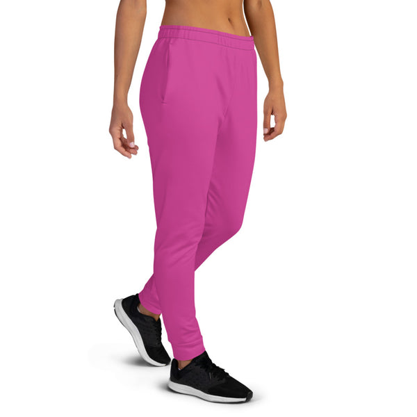 Hot Pink Women's Joggers, Bright Solid Color Premium Printed Slit Fit Soft Women's Joggers Sweatpants -Made in EU (US Size: XS-3XL) Plus Size Available, Solid Coloured Women's Joggers, Soft Joggers Pants Womens, Women's Long Joggers, Women's Soft Joggers, Lightweight Jogger Pants Women's, Women's Athletic Joggers, Women's Jogger Pants