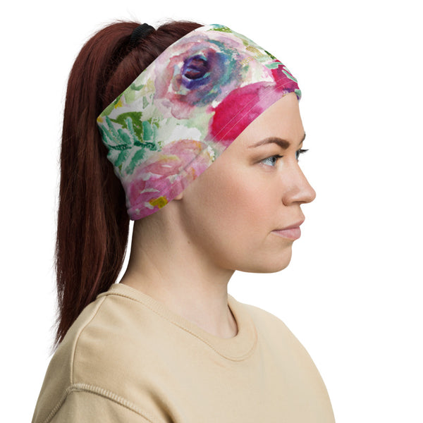 Mixed Floral Face Mask, Rose Flower Print Luxury Premium Quality Cool And Cute One-Size Reusable Washable Scarf Headband Bandana - Made in USA/EU, Face Neck Warmers, Non-Medical Breathable Face Covers, Neck Gaiters  