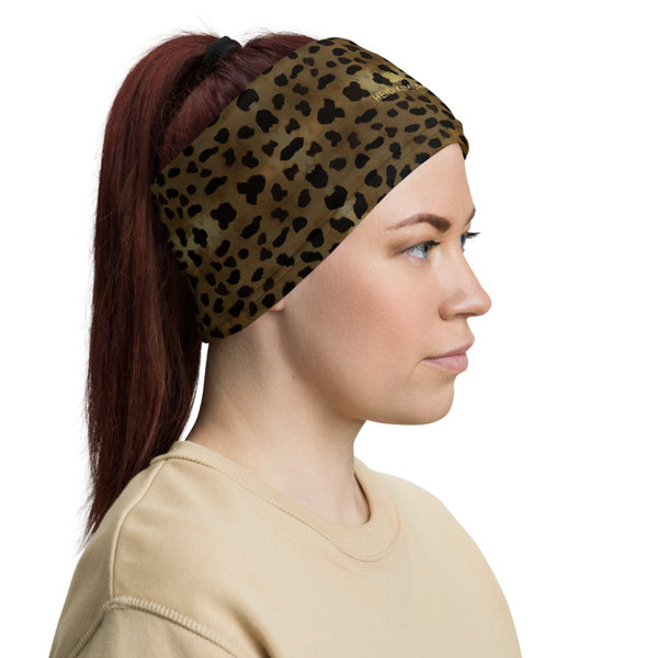 Dark Brown Cheetah Face Mask Shield, Animal Print Luxury Premium Quality Cool And Cute One-Size Reusable Washable Scarf Headband Bandana - Made in USA/EU, Face Neck Warmers, Non-Medical Breathable Face Covers, Neck Gaiters  