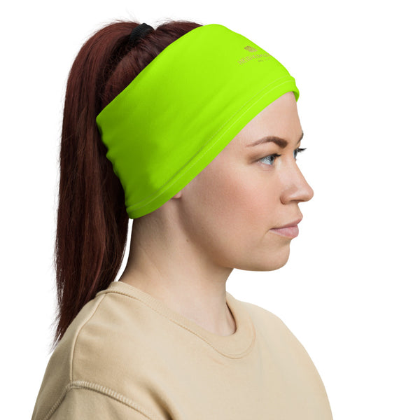 Neon Green Face Mask Shield, Luxury Premium Quality Cool And Cute One-Size Reusable Washable Scarf Headband Bandana - Made in USA/EU  