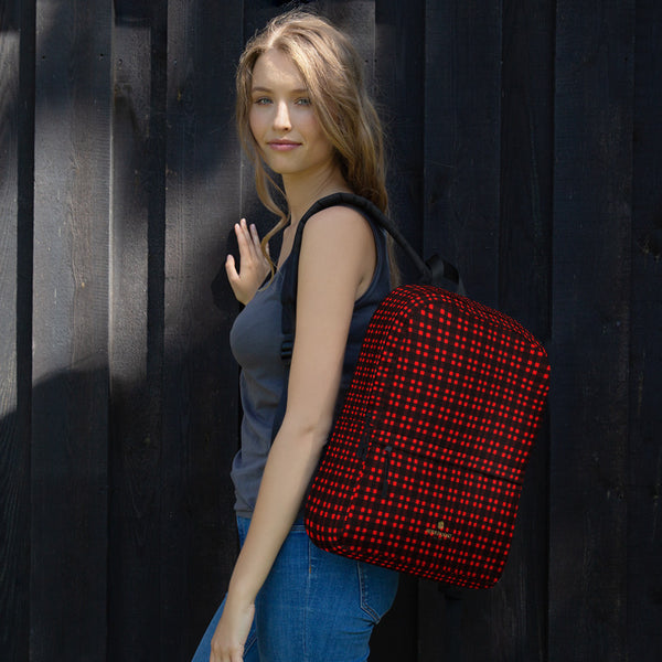 Buffalo Red Plaid Print Men's or Women's Premium Preppy Backpack- Made in USA/ EU-Backpack-Heidi Kimura Art LLC