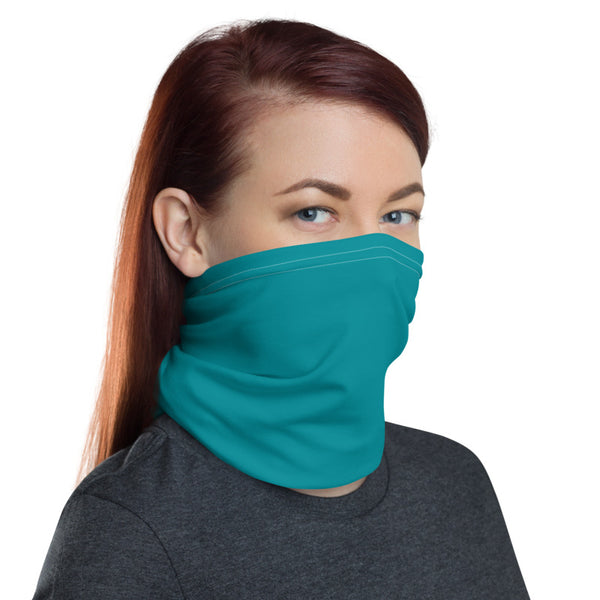 Teal Blue Face Mask Shield, Luxury Premium Quality Cool And Cute One-Size Reusable Washable Scarf Headband Bandana - Made in USA/EU, Face Neck Warmers, Non-Medical Breathable Face Covers, Neck Gaiters, Face Coverings  