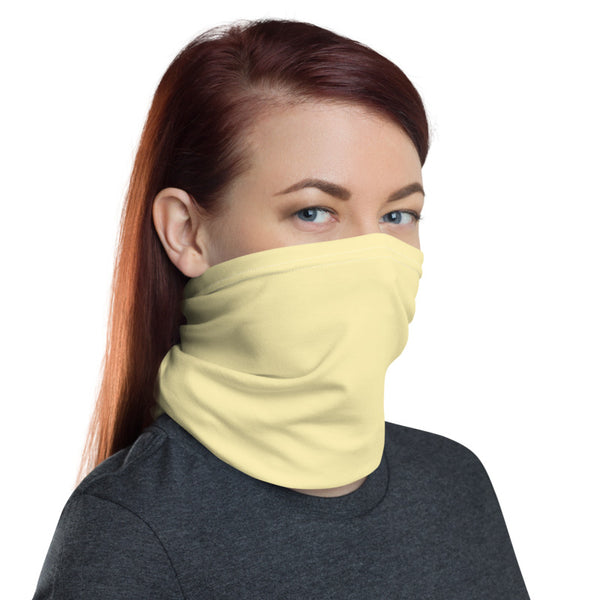 Light Yellow Face Mask Shield, Luxury Premium Quality Cool And Cute One-Size Reusable Washable Scarf Headband Bandana - Made in USA/EU, Winter Accessory For Dust/ Wind, Wilderness Face Scarf Winter, Face Warmer 