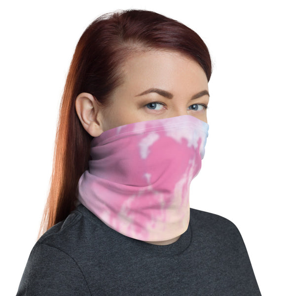 Pink Tie Dye Face Mask, Washable Reusable Unisex Neck Gaiter-Made in USA/EU-Heidi Kimura Art LLC-Heidi Kimura Art LLC