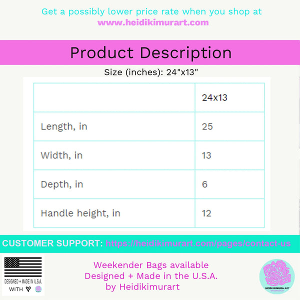 Hot Pink Color Weekender Bag, Solid Bright Pink Color 24"x13" Designer Modern Essential Market Large Tote Bag- Made in USA