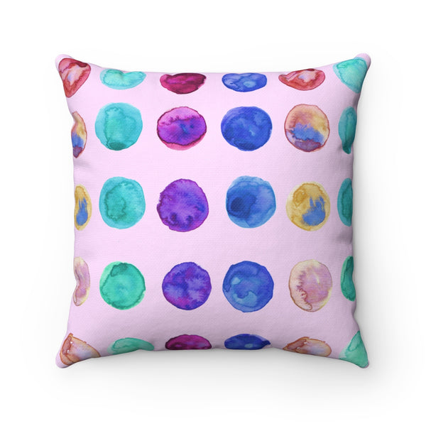 Light Pink Cute Swedish Dots Spun Polyester Square Pillow Designed and Made in USA-Pillow-Heidi Kimura Art LLC