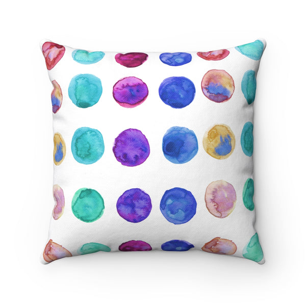 Multicolor Watercolor Dots Dotted Abstract Print Spun Polyester Pillow-Made in USA-Pillow-Heidi Kimura Art LLC