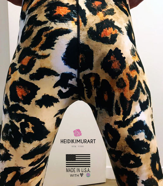 Leopard Print Men's Sexy Leggings, Fitted Yoga Pants Leggings Tights - Made in USA/EU-Men's Leggings-Heidi Kimura Art LLC Leopard Print Men's Sexy Leggings,&nbsp;Leopard Animal Print Men's Premium Quality Sexy 38-40 UPF Fitted Yoga Pants Running Leggings &amp; Men's Run Compression Tights, Meggings, Men's Fetish Rave Party Pants - Made in USA/ Mexico/ Europe (US Size: XS-3XL)