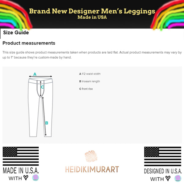 Grey Green Striped Men's Leggings, Horizontally Striped Christmas Style Meggings - Made in USA/EU/MX