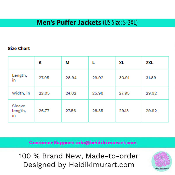 Turquoise Blue Color Men's Jacket, Best Regular Fit Polyester Men's Puffer Jacket With Stand Up Collar (US Size: S-2XL)
