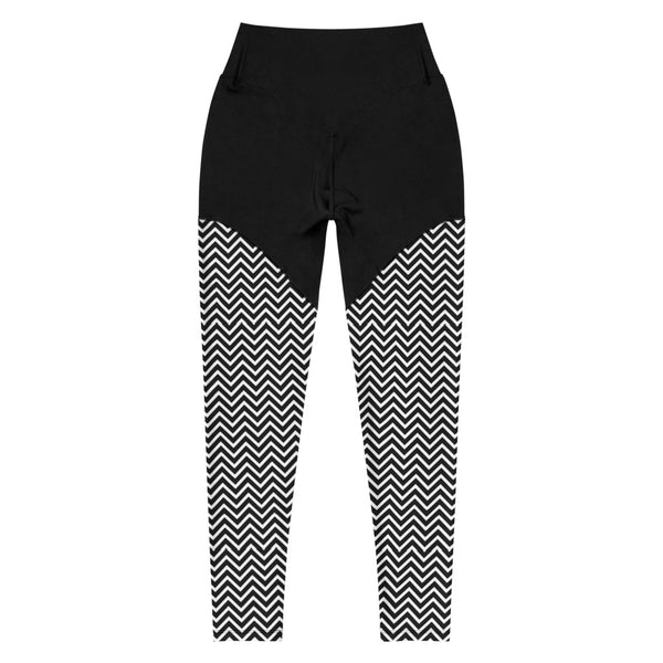 Black White Chevron Sports Leggings