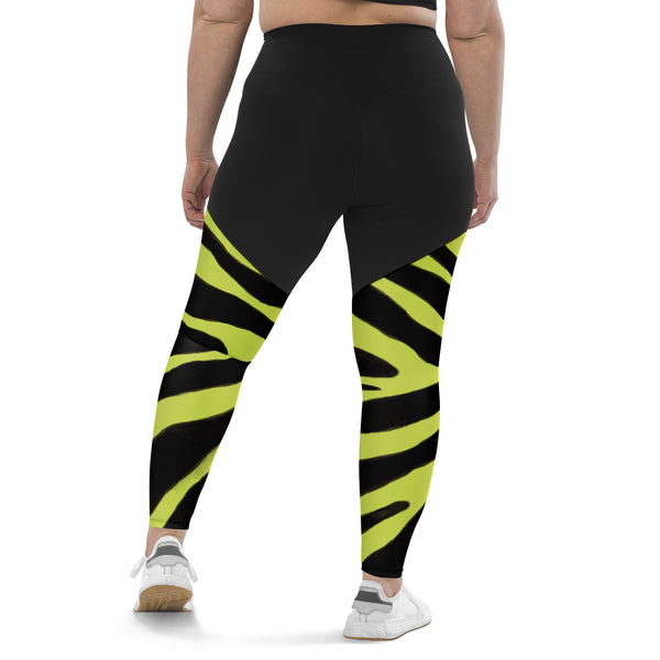 Yellow Zebra Print Sports Leggings