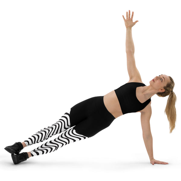 Black White Swirl Sports Leggings