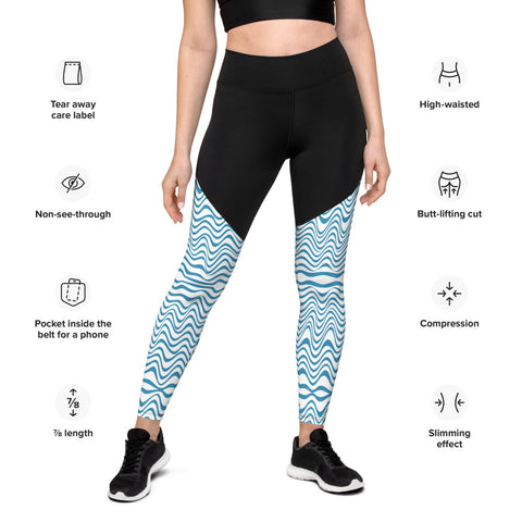 Blue Waves Sports Leggings