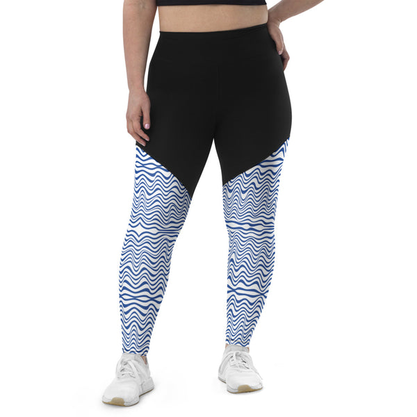 Blue Wavy Women's Sports Leggings