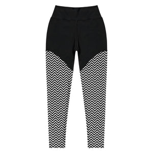 Black White Chevron Sports Leggings