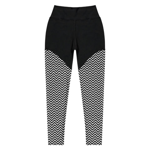 Black White Chevron Sports Leggings