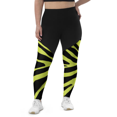 Yellow Zebra Print Sports Leggings