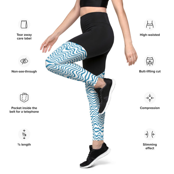 Blue Waves Sports Leggings