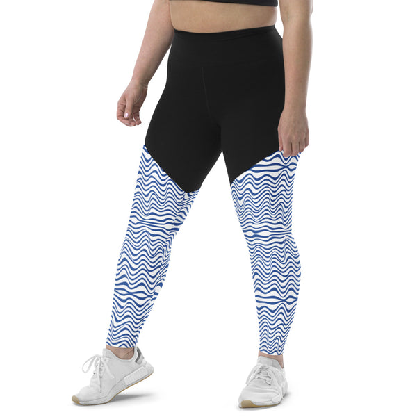 Blue Wavy Women's Sports Leggings