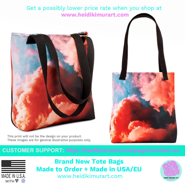 White Black Buffalo Plaid Print Designer 15"x15" Tote Market Shopping Bag-Made in USA/EU-Tote Bag-Heidi Kimura Art LLC