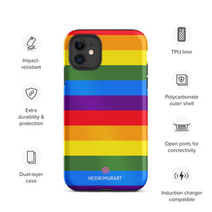 Rainbow Print Tough iPhone Case, Gay Pride Print Designer Tough Unisex iPhone Case-Printed in USA/EU