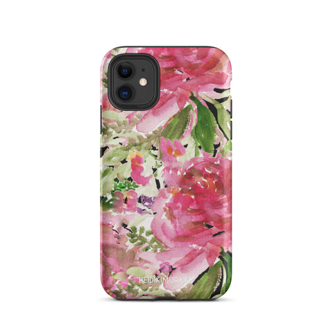 Pink Floral Tough iPhone Case, Flower Rose Print Designer Tough Unisex iPhone Case-Printed in USA/EU