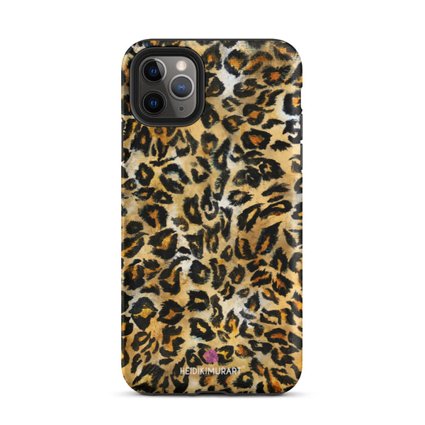 Leopard Print Tough iPhone Case, Animal Print Designer Tough Unisex iPhone Case-Printed in USA/EU