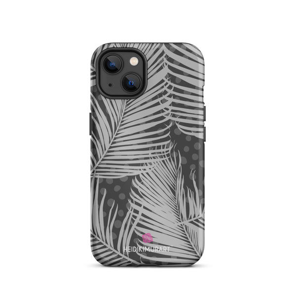 Grey Tropical Tough iPhone Case, Best Gray Tropical Print Hawaiian Style Unisex iPhone Case-Printed in USA/EU