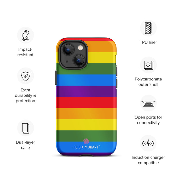 Rainbow Print Tough iPhone Case, Gay Pride Print Designer Tough Unisex iPhone Case-Printed in USA/EU