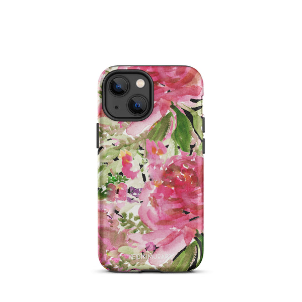 Pink Floral Tough iPhone Case, Flower Rose Print Designer Tough Unisex iPhone Case-Printed in USA/EU