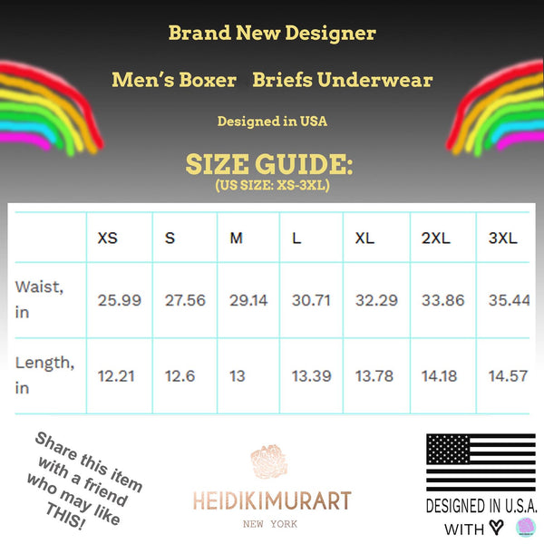Green Christmas Red Candy Cane Print Premium Men's Boxer Briefs Underwear-Men's Underwear-Heidi Kimura Art LLC