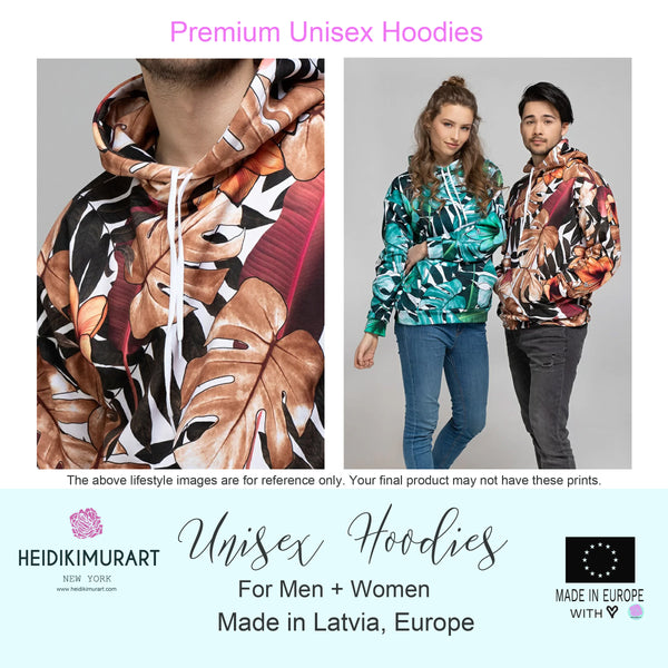 Brown Tropical Sweatshirt, Fall Leaf Print Ladies Unisex Hoodie Best Pullover- Made in EU-Women's Hoodie-Printful-Heidi Kimura Art LLC